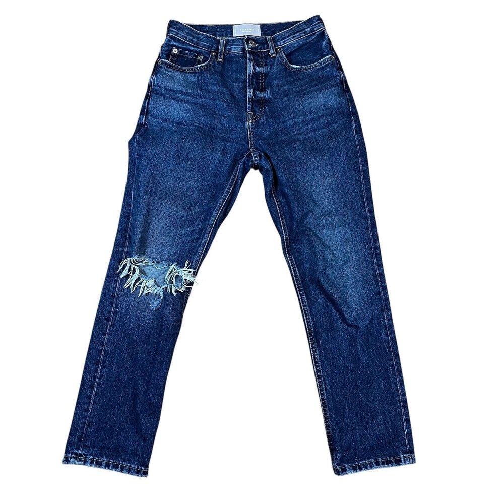 Everlane Cheeky Jeans Size 25 Cropped, Distressed Wash!